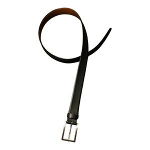 Express Black Leather Belt 1 Inch Wide Size 32 USA MADE Silver Hardware